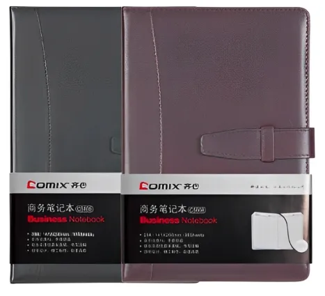 ბლოკნოტი ტყავის ყდით შესაკრავით A5 114ფ COMIX C5808 შავი C5808-BK