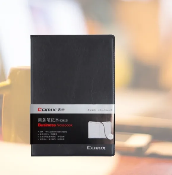 ბლოკნოტი ტყავის ყდით A5 74ფ COMIX C4612 შავი C4612