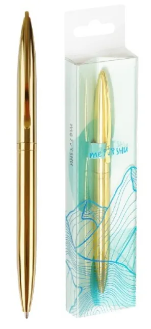 კალამი ბურთულიანი 1მმ MESHU ოქროსფერი კორპუსით ლურჯი 93942 93942