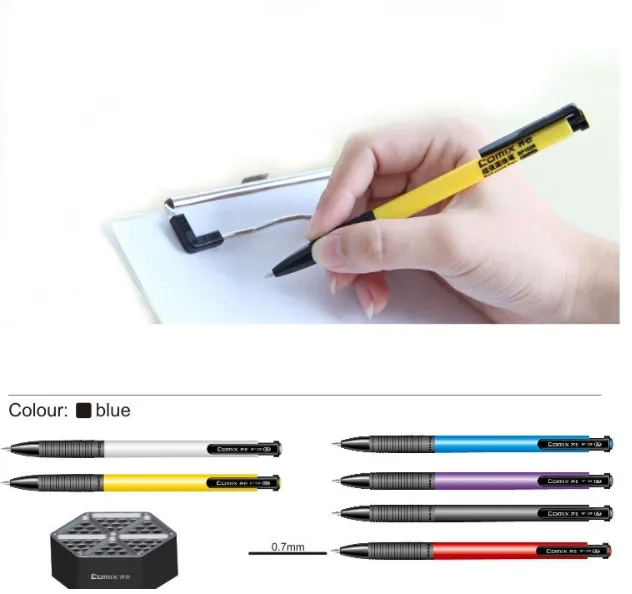 კალამი ბურთულიანი ღილაკით COMIX 0,7მმ BP102R ლურჯი BP102R-BU