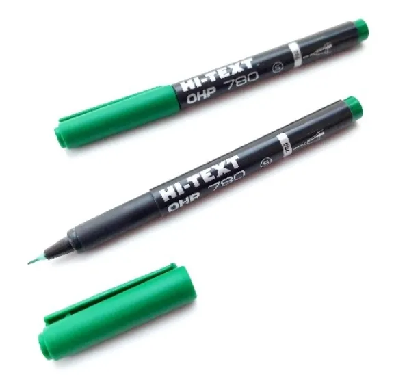 მარკერი პერმანენტი HI-TEXT OHP S 0.3-0.6მმ OH012SMS/004 მწვანე OH012SMS/004GR
