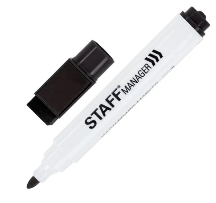 მარკერი დაფის საშლელით 3მმ STAFF შავი 152002 152002