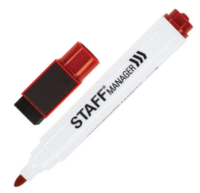 მარკერი დაფის საშლელით 3მმ STAFF წითელი 152003 152003