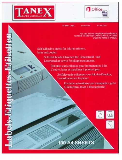 ლეიბლი TANEX 021 ნაჭერი; 70 * 42.43 TW2124 კუთხოვანი TW2124