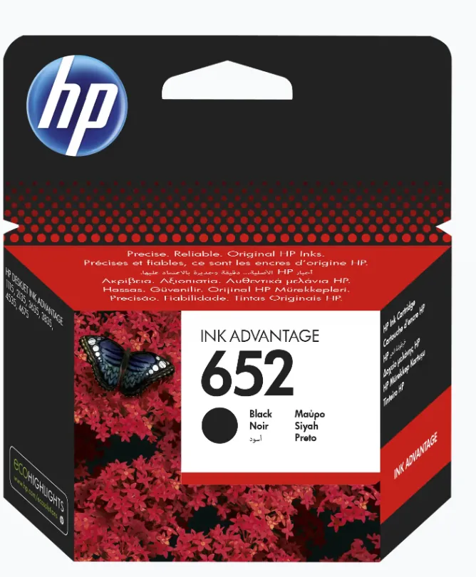 HP 652 Black Ink Cartridge, F6V25AE.